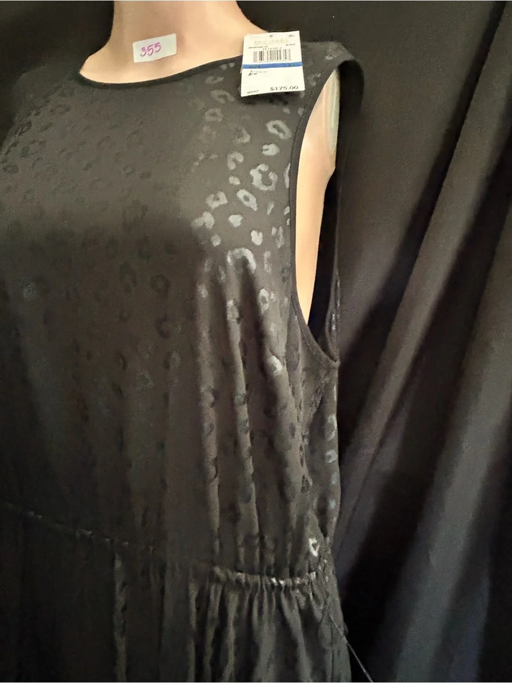 Michael Michael Kors Black Leopard-Texture Sleeveless Maxi Dress XL NWT